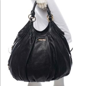 MIU MIU BLACK LEATHER TOTE